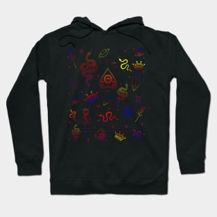 Witch's Essentials Colorful Pattern in Black Hoodie